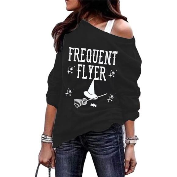 Women's Off-Shoulder Jack O' Lantern Sweatshirt for Halloween, - Picture 1 of 6